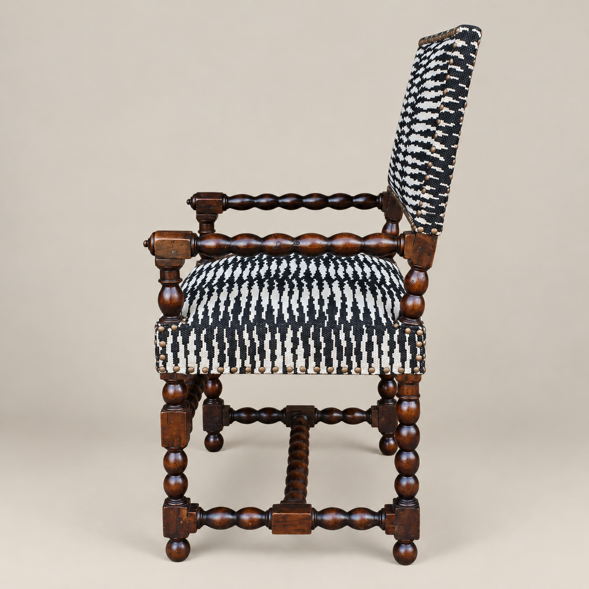 17th–18th Century Flemish Baroque Carved Wood Armchair in Castel Baobab